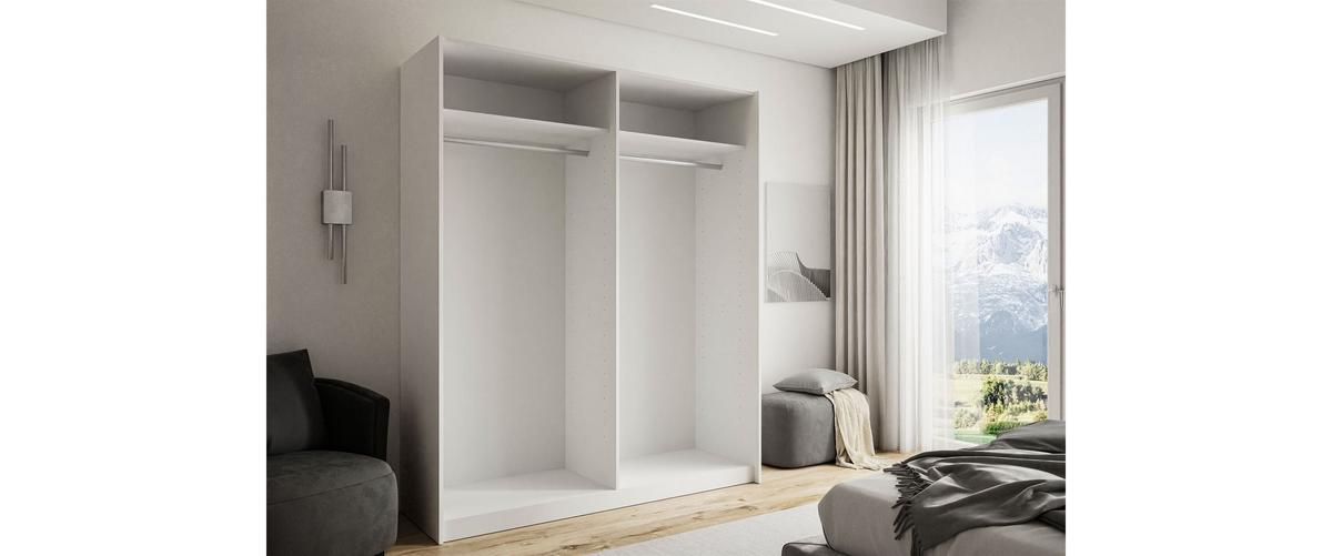 SCHIEBESCHRANK CAMILA II 180 cm mit Spiegel Weiß rustica - Weiß, Holzwerkstoff (180/218.6/63cm) - Lookway