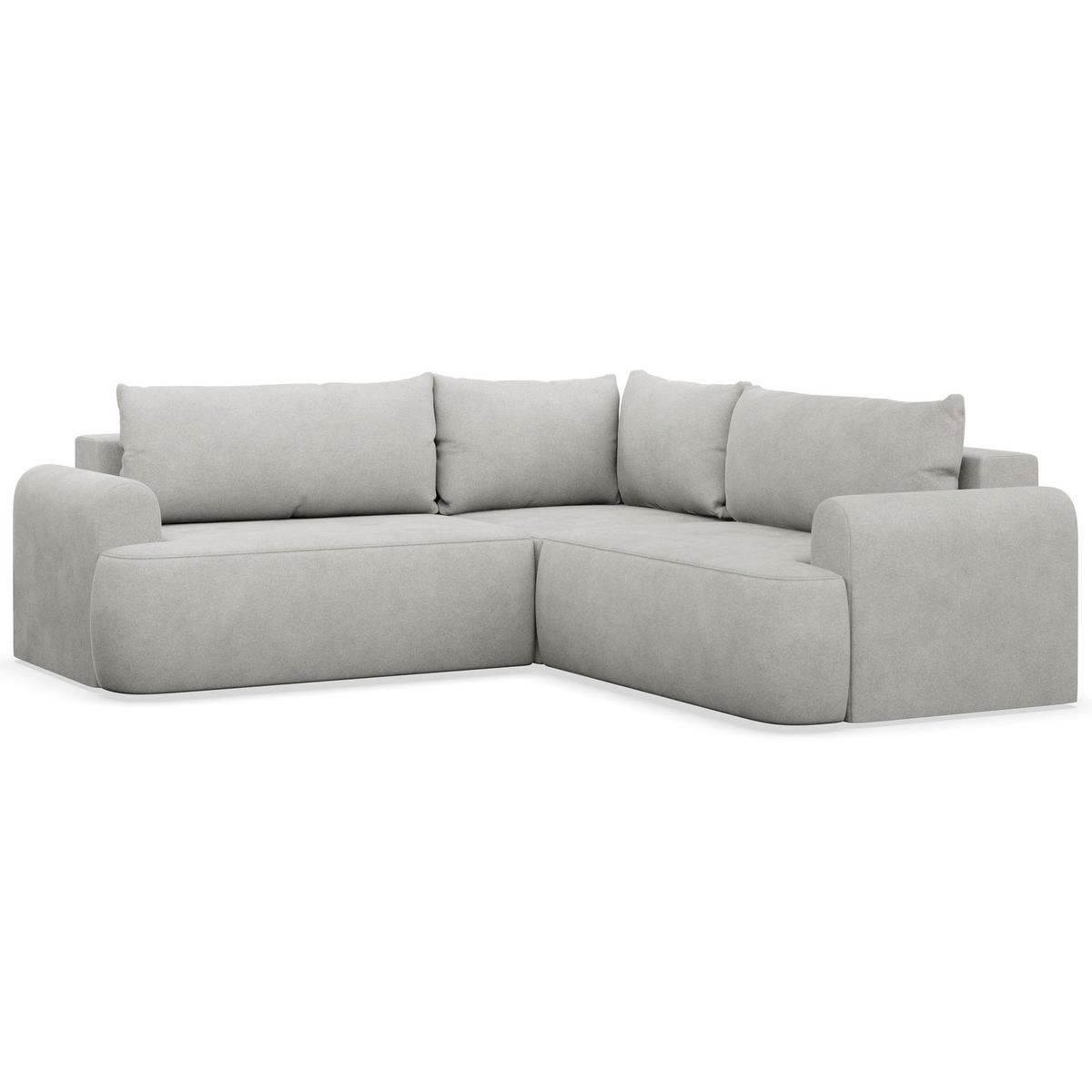 ECKSCHLAFSOFA Ovo HELLGRAUER VELOURSSTOFF universell MIT BETTKASTEN - Hellgrau/Schwarz, Kunststoff/Textil (245/245cm) - Selsey