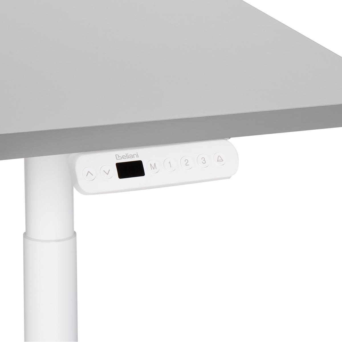 SCHREIBTISCH grauweiß 120/72 cm elektrisch höhenverstellbar Destin IV - Weiß/Grau, Holz (72/120/67cm) - Beliani