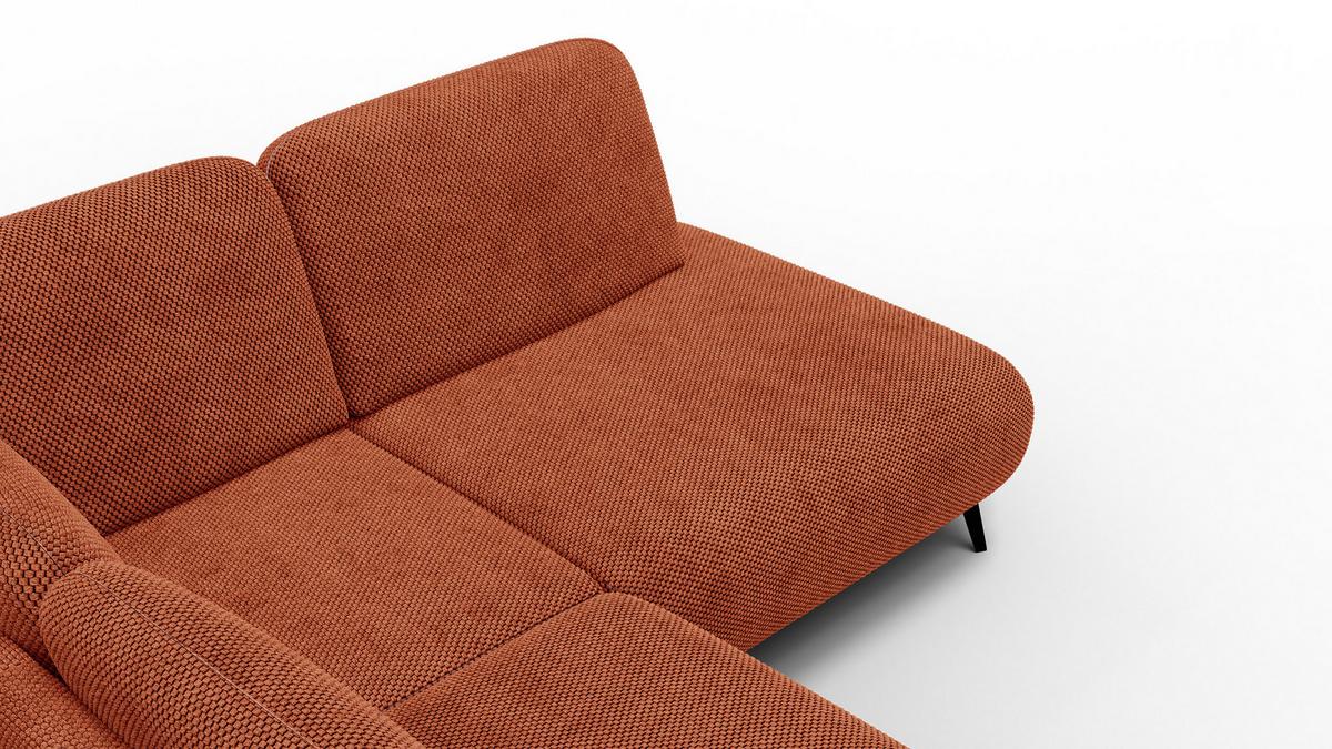 ECKSOFA FEBE 5-Sitzer rechts, dunkelorange - Dunkelorange/Schwarz, Holz/Textil (271/190cm) - Wozimo