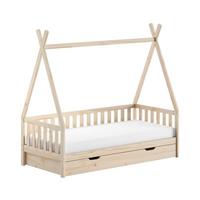 TIPI Bett mit Bettschublade Keisha 90x200 Sprossenoptik Kiefer natur - Weiß, Holz (90/200cm) - 58aufmkessel
