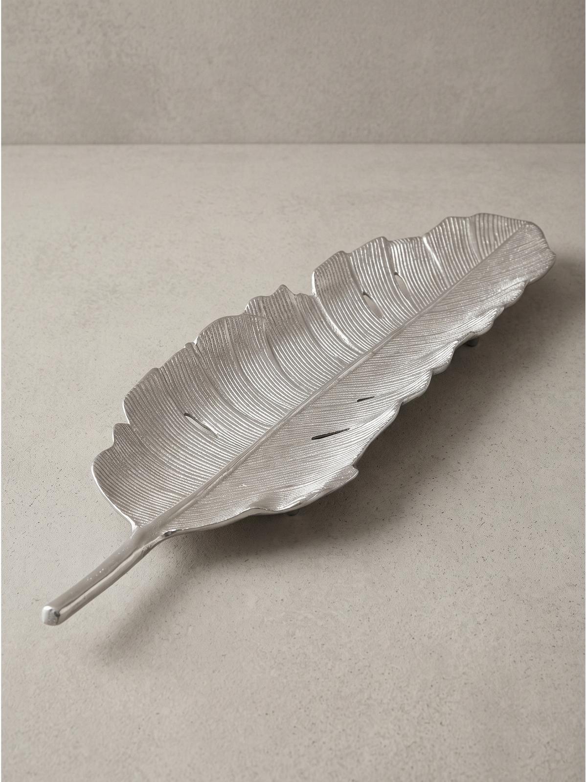 DEKOSCHALE SUBIACO, Aluminium, handgefertigt, Silber, 60 x 18 x 4 cm - Silberfarben, Metall (4cm) - KADIMA DESIGN