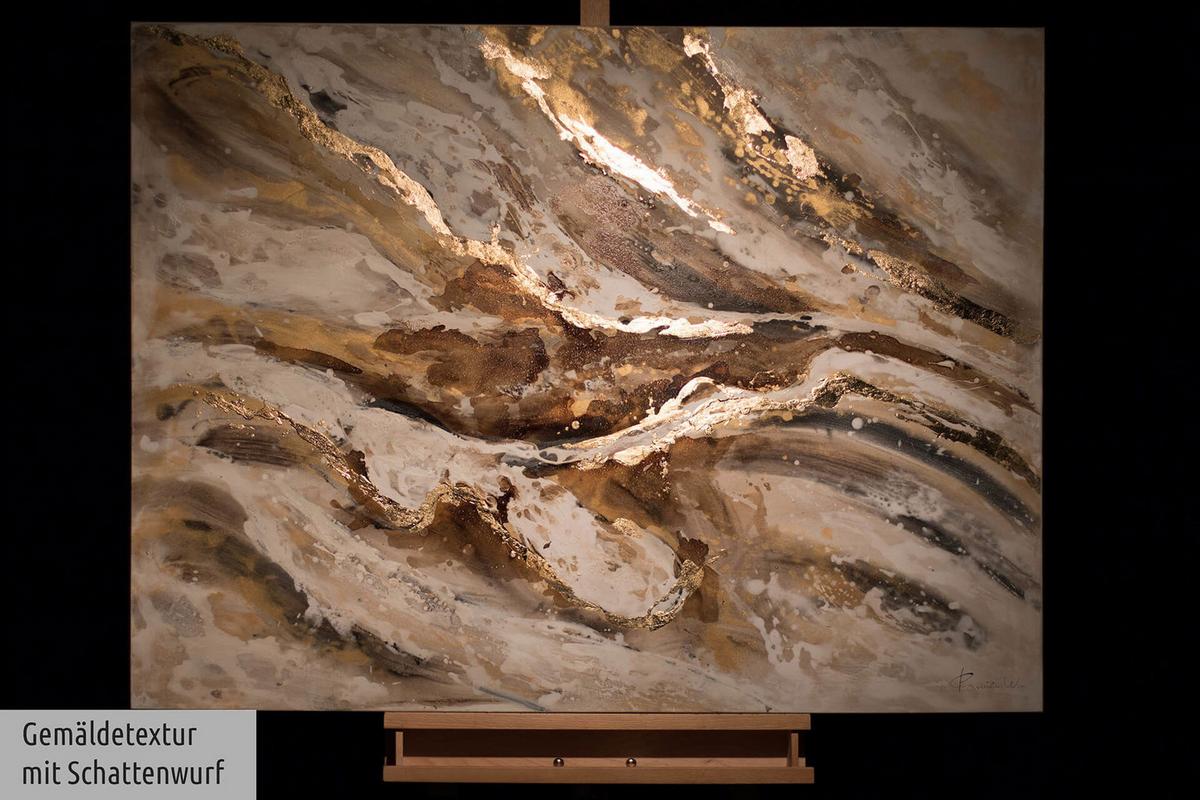 ACRYLBILD HANDGEMALT 100/75 cm - Weiß/Braun, Holz/Textil (100/75cm) - KUNSTLOFT