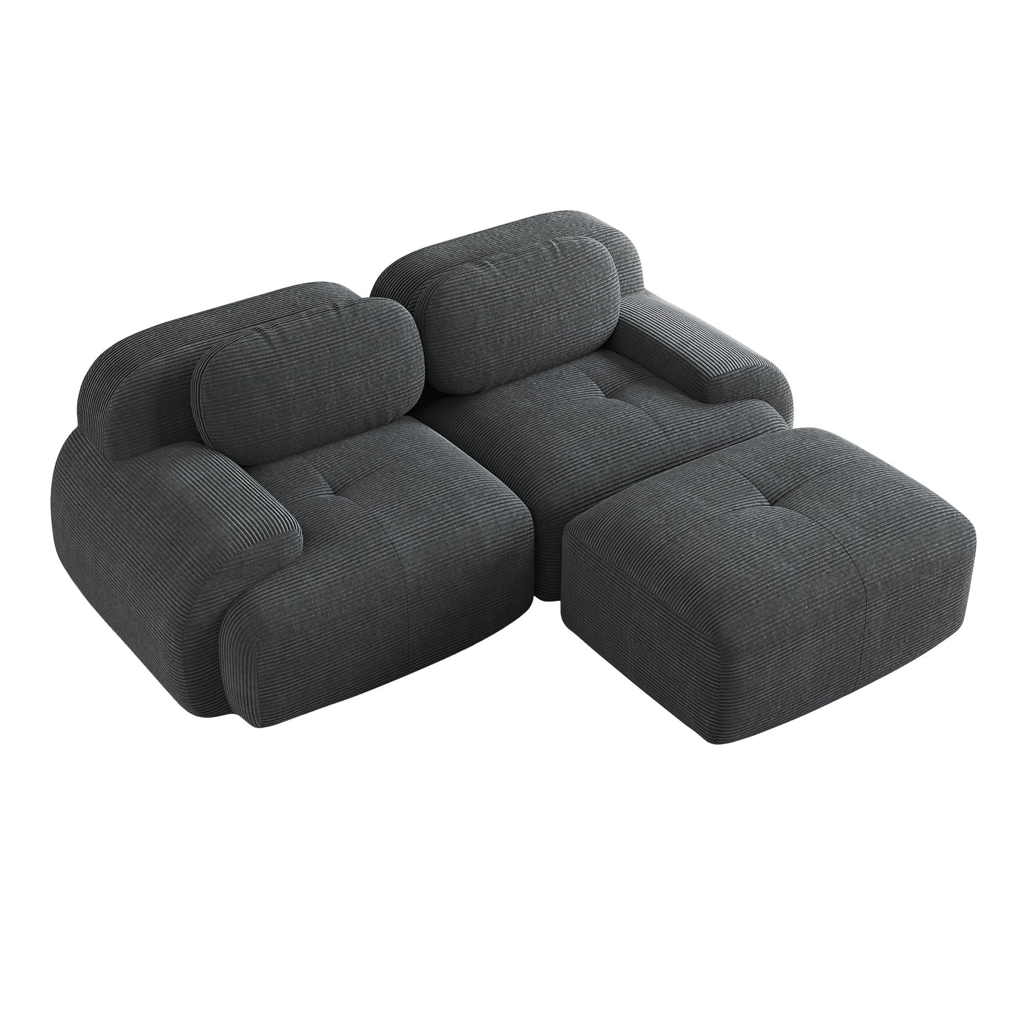ECKSOFA cordstoff grau modular & ohne montage - Grau, Textil (208/178cm) - Urban Meuble