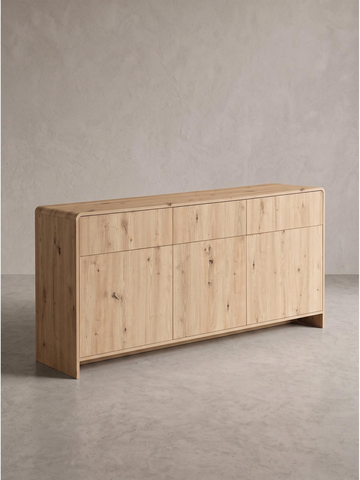 SIDEBOARD CALELLA, MDF, in Eichenoptik, 155,2 x 40 x 76 cm - Hellbraun/Braun, Holzwerkstoff (155.2/76/40cm) - KADIMA DESIGN