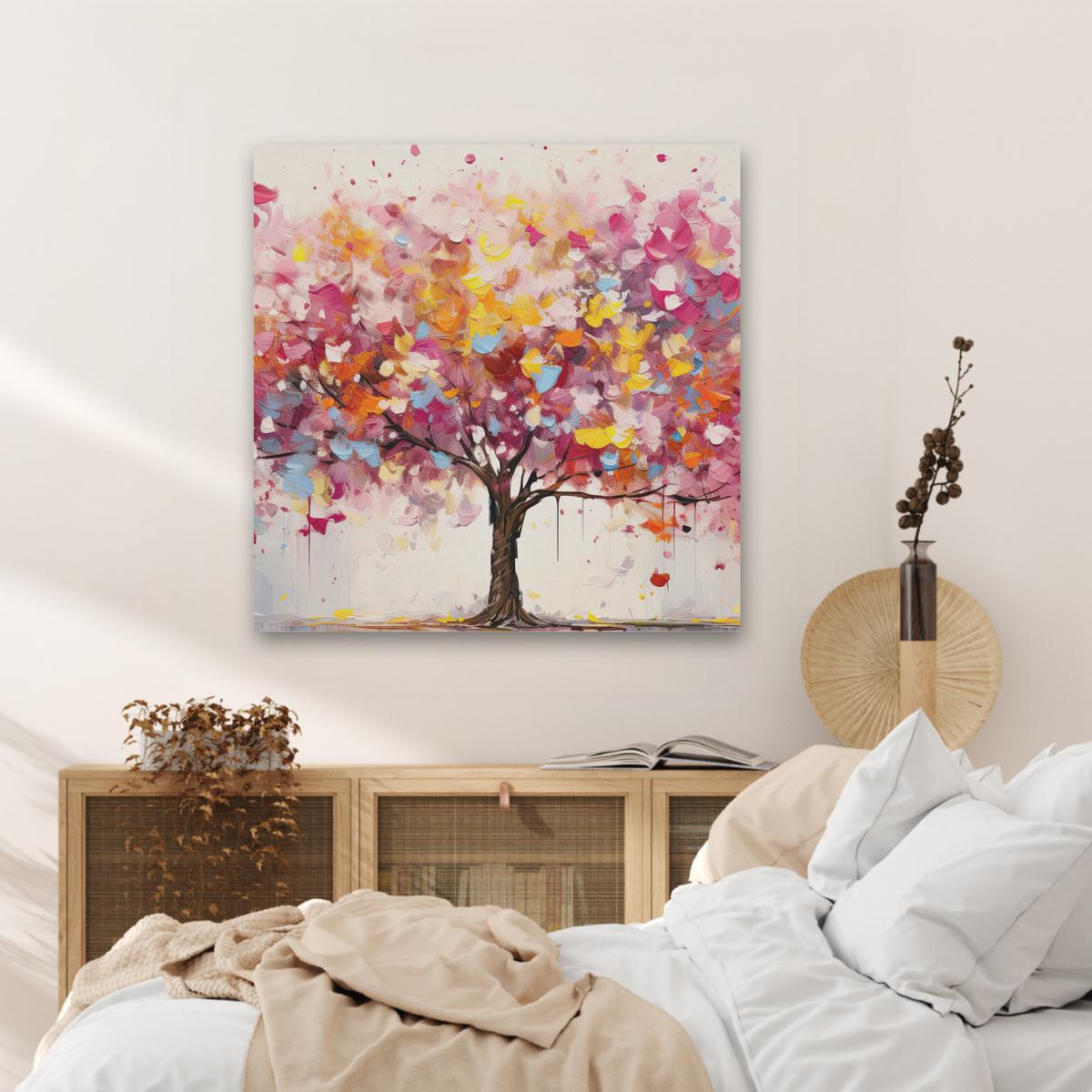 AKUSTIKBILD Aquarell - Baum - Kunst - Abstrakt Akustikpaneele 80x80 cm - Multicolor, Kunststoff (80/80/0.9cm) - MuchoWow