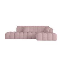 ECKSOFA mit Schlaffunktion Ottomane RECHTS OLEA-L2 321x164x75 Rosa Cord - Schwarz/Rosa, Holzwerkstoff/Kunststoff (164/321cm) - ALTDECOR
