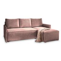 ECKSOFA PERUSI Lila Kordstoff mit Schlaffunktion - Lila/Grau, Holz/Kunststoff (206/143cm) - MASSENO