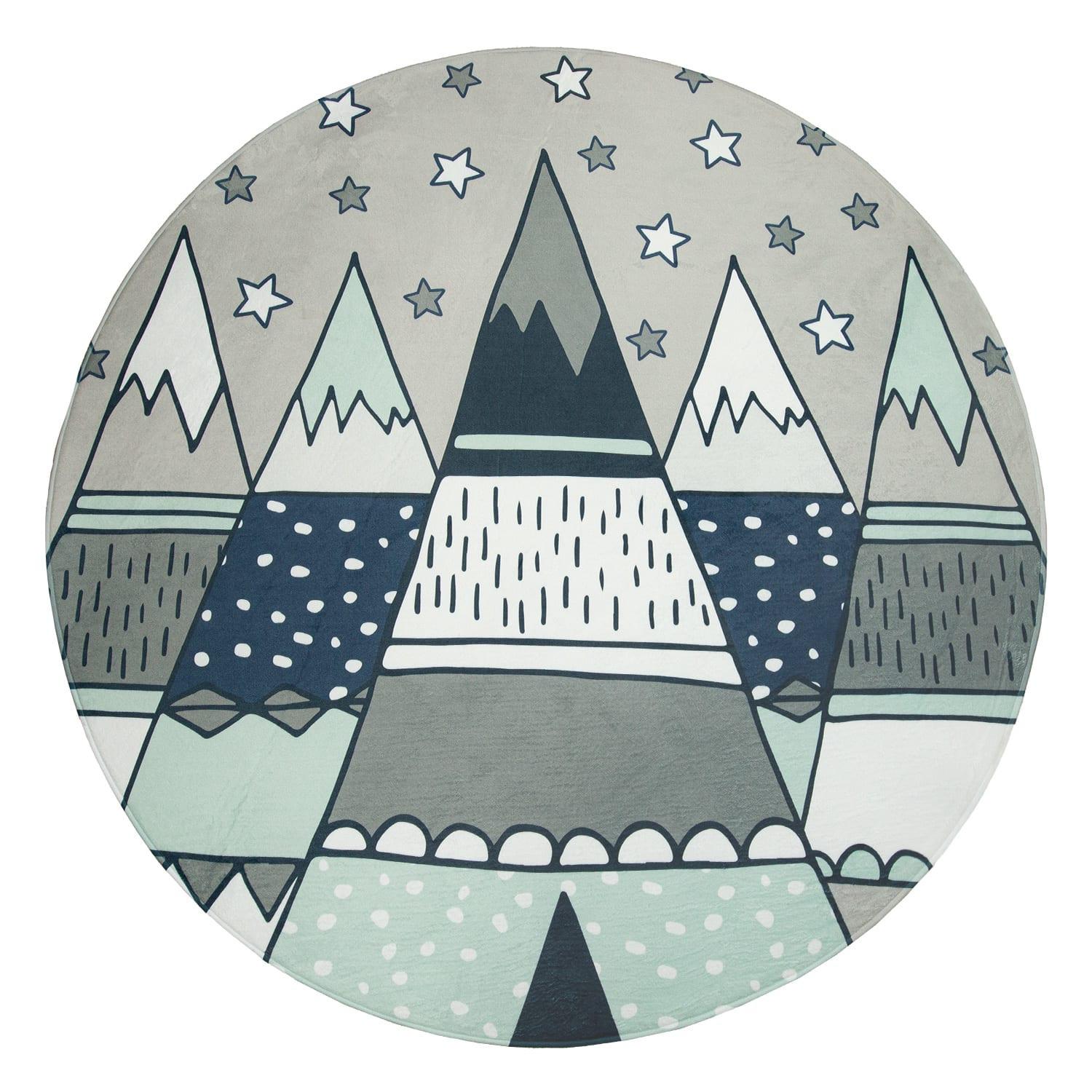 KINDERTEPPICH Waschbar, mit Bergmotiv, Grau, Ø 120 cm - Grau, Textil (120/120cm) - KADIMA DESIGN