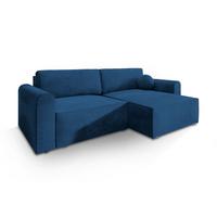 ECKSOFA FIANO M Blau Velours-Stoff mit Schlaffunktion - Blau/Grau, Holz/Kunststoff (245/148cm) - MASSENO