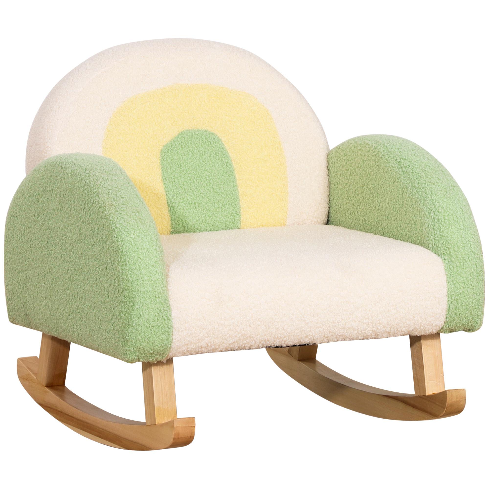 KINDERSOFA Schaukelstuhl für Kleinkinder Kindercouch Babysitz Eukalyptusholz - Grün, Holz (45/44/50cm) - HOMCOM