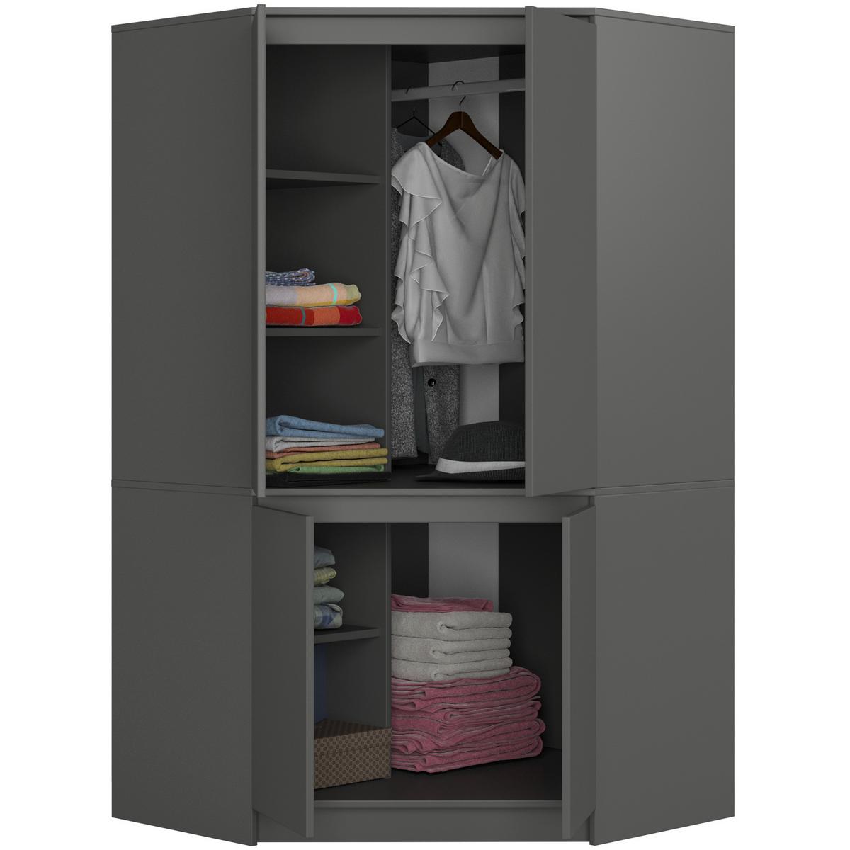 KLEIDERSCHRANK Graphit Grau 180/100/50 - Graphitfarben, Holzwerkstoff (100/180/50cm) - RAUMHIRSCH FURNITURE