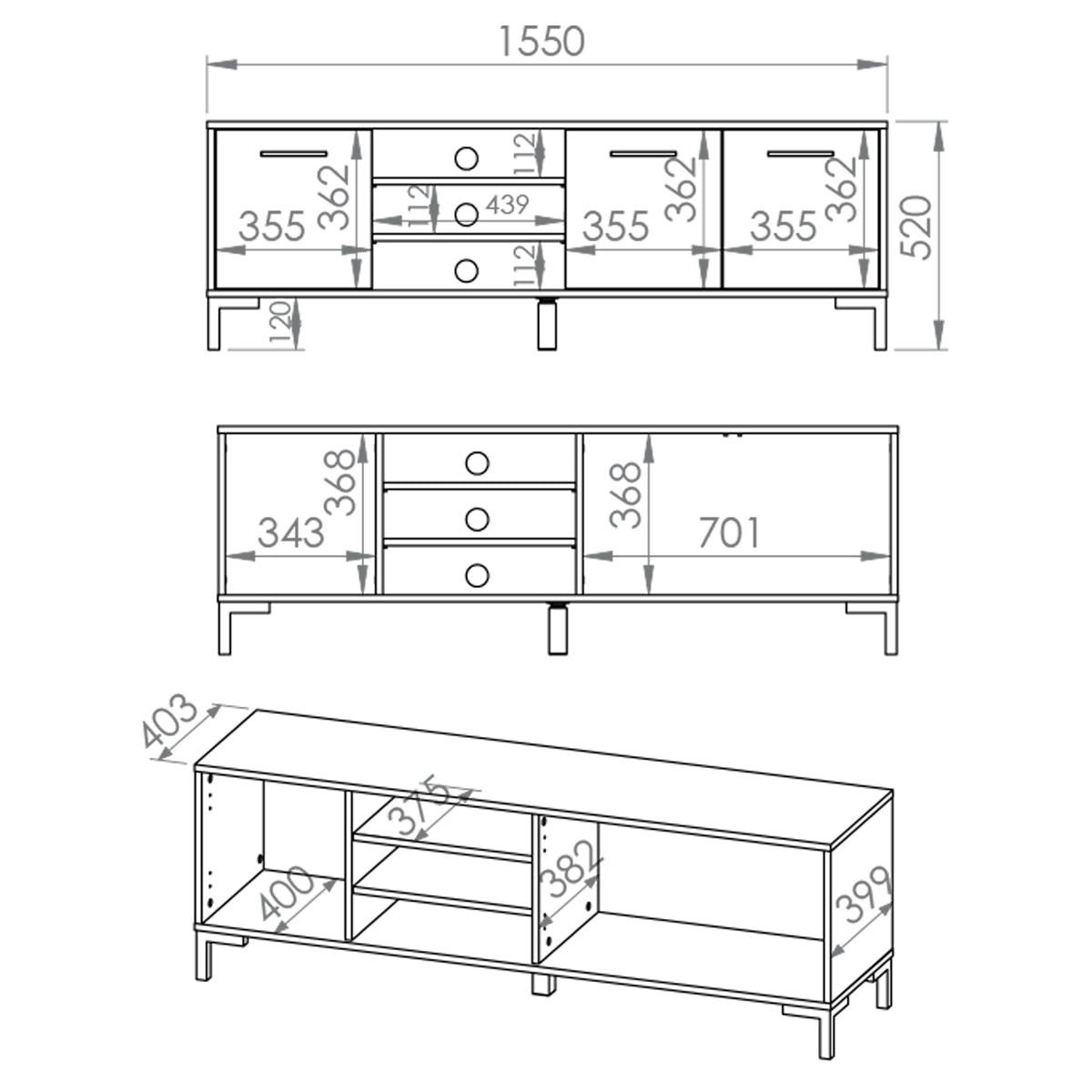 TV-MÖBEL Liora Holz - Braun, Holzwerkstoff (155/52/40cm) - Petits-meubles