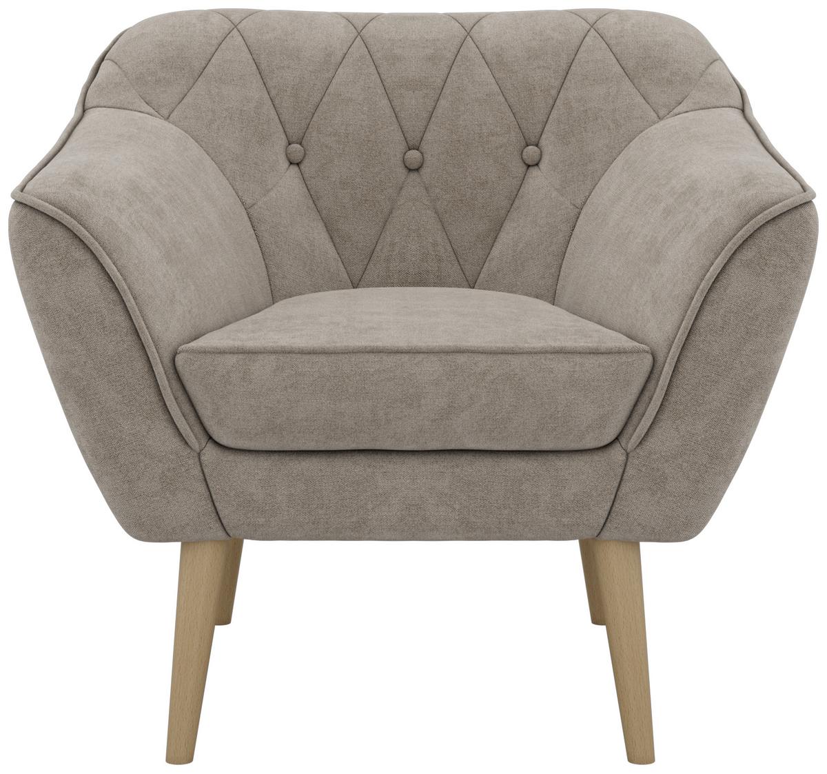 SESSEL PIRS - Greige Strukture - Holzbeine - Greige/Buchefarben, Holzwerkstoff/Textil (80/75/74cm) - MKS