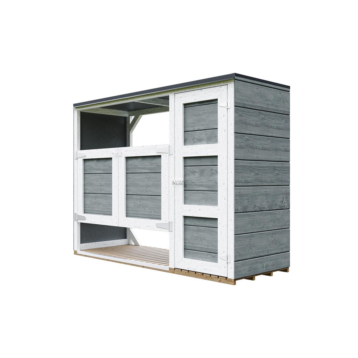 MÜLLTONNENBOX 2er 240L, M981A-CAVERN STEEL, aus wetterfestem LP Smartside Holz - Anthrazit, Holz (217/159/75cm) - Timbela