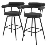 BARHOCKER 2er Set drehbar Dunkelgrau mit Teddy-Stoff 76 cm hoch - Dunkelgrau/Schwarz, Textil/Metall (61/103/55cm) - ML-DESIGN