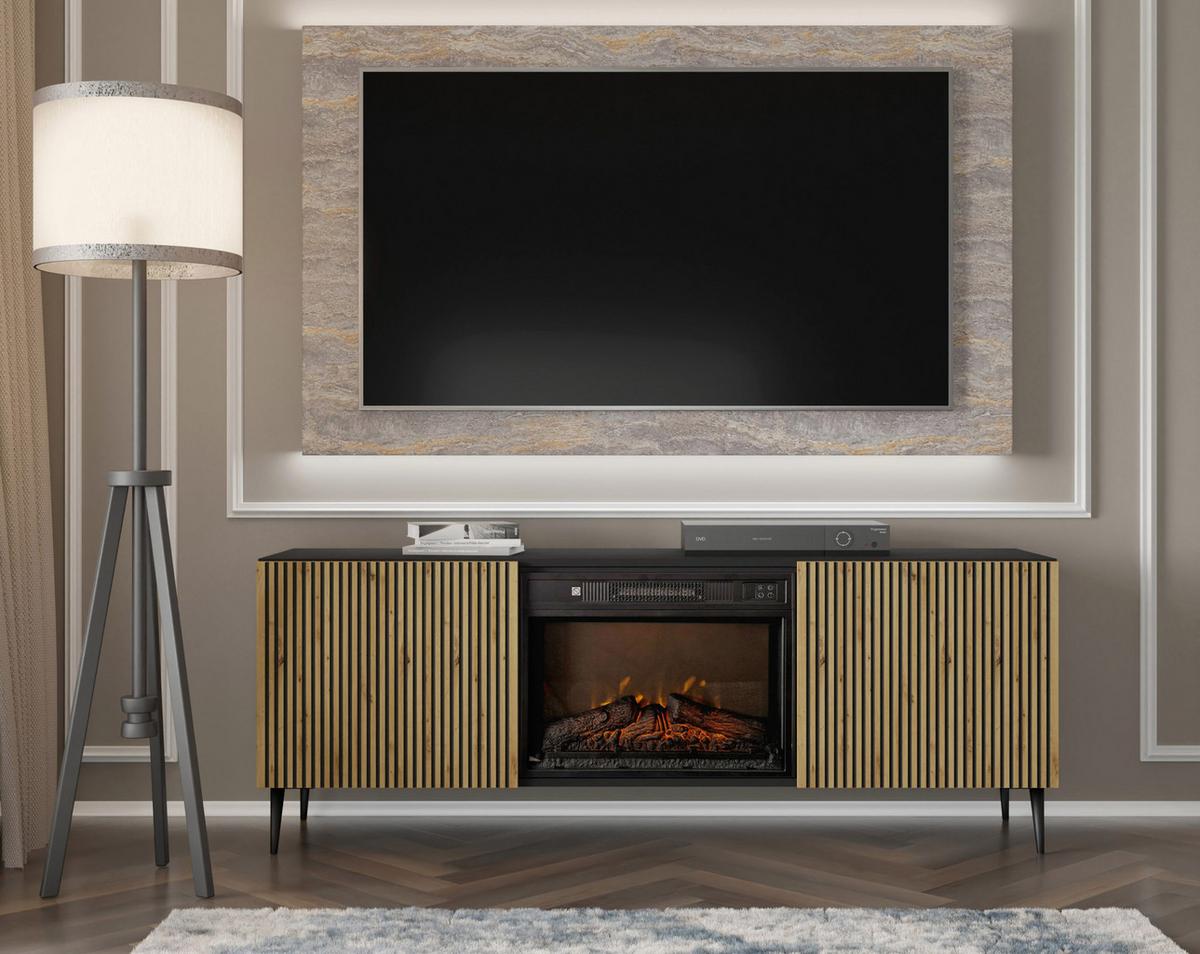 KOMMODE Artisan Eiche, Schwarz 170/63/42 - Schwarz, Holzwerkstoff (170/63/42cm) - RAUMHIRSCH FURNITURE