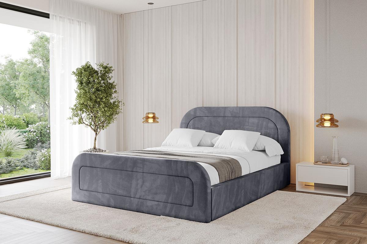 POLSTERBETT mit Bettkasten, Fußteil und Lattenrost, Boxbett ohne Matratze - LERAY-Z 120x200 Dunkelgrau - Dunkelgrau, Holzwerkstoff/Textil (120/200cm) - ALTDECOR