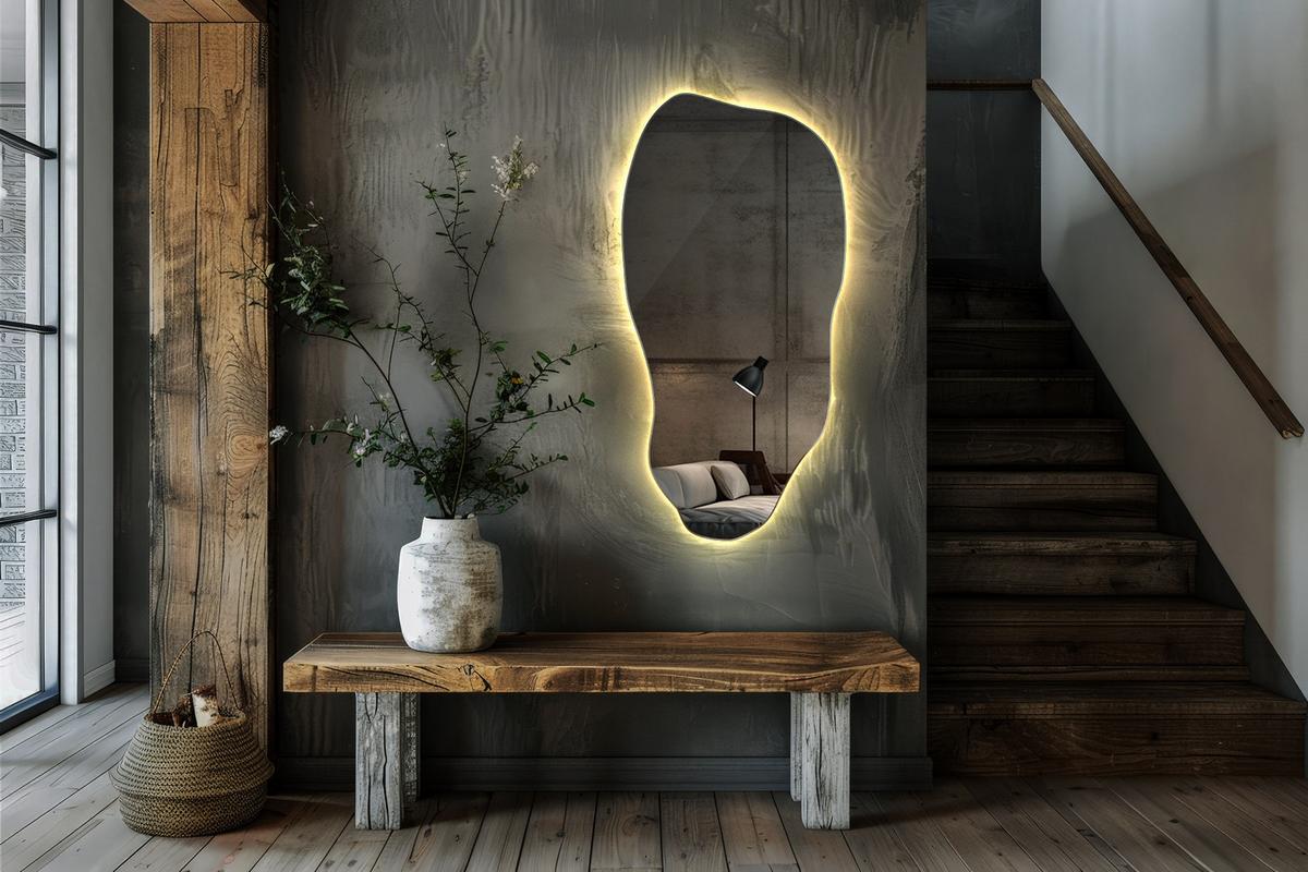 LED-SPIEGEL 40x80 cm Warmweiß 3000K - Gelb, Glas (80/40/0.4cm) - TULUP