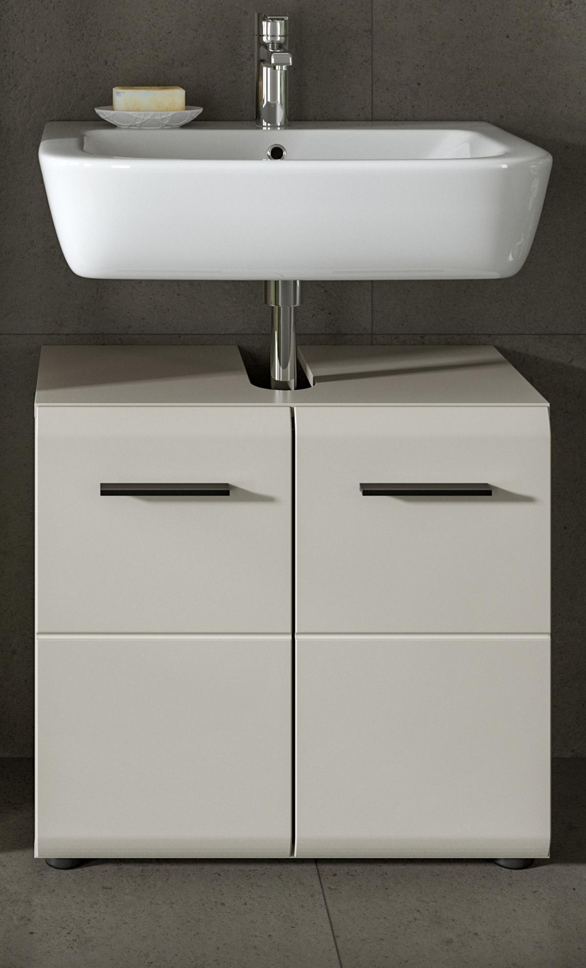 WASCHBECKENUNTERSCHRANK Kaschmir 60 cm, Badezimmer Unterschrank 2-türig - Kaschmir/Schwarz, Holzwerkstoff/Kunststoff (60/54/30cm) - Inn.Furn