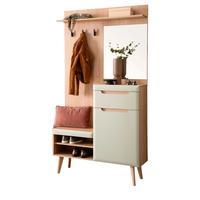 GARDEROBEN-SET Pistazie matt, Scandi Eiche, Kompaktgarderobe skandinavisch 110 x 197 cm - Eichefarben/Pastellgrün, Glas/Holz (107/197/34cm) - Furn.Design