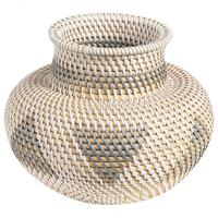 DEKOVASE Rattan weiß Asahan - Weiß, Naturmaterialien (22cm) - Beliani