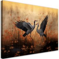 LEINWANDBILD Kranich Natur Vögel 120x80cm - Orange, Textil (120/80cm) - Feeby
