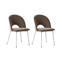 ESSZIMMERSTUHL 2er Set Chenillegewebe Hellbraun Covelo - Hellbraun/Beige, Textil/Metall (46/83/53cm) - Beliani