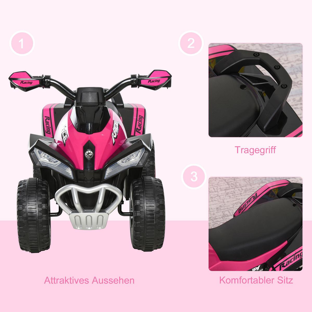 RUTSCHAUTO Kinder Tretauto Kinderauto mit Füßen rutschen Licht Musik Rosa - Rosa, Metall (67/5/38cm) - HOMCOM
