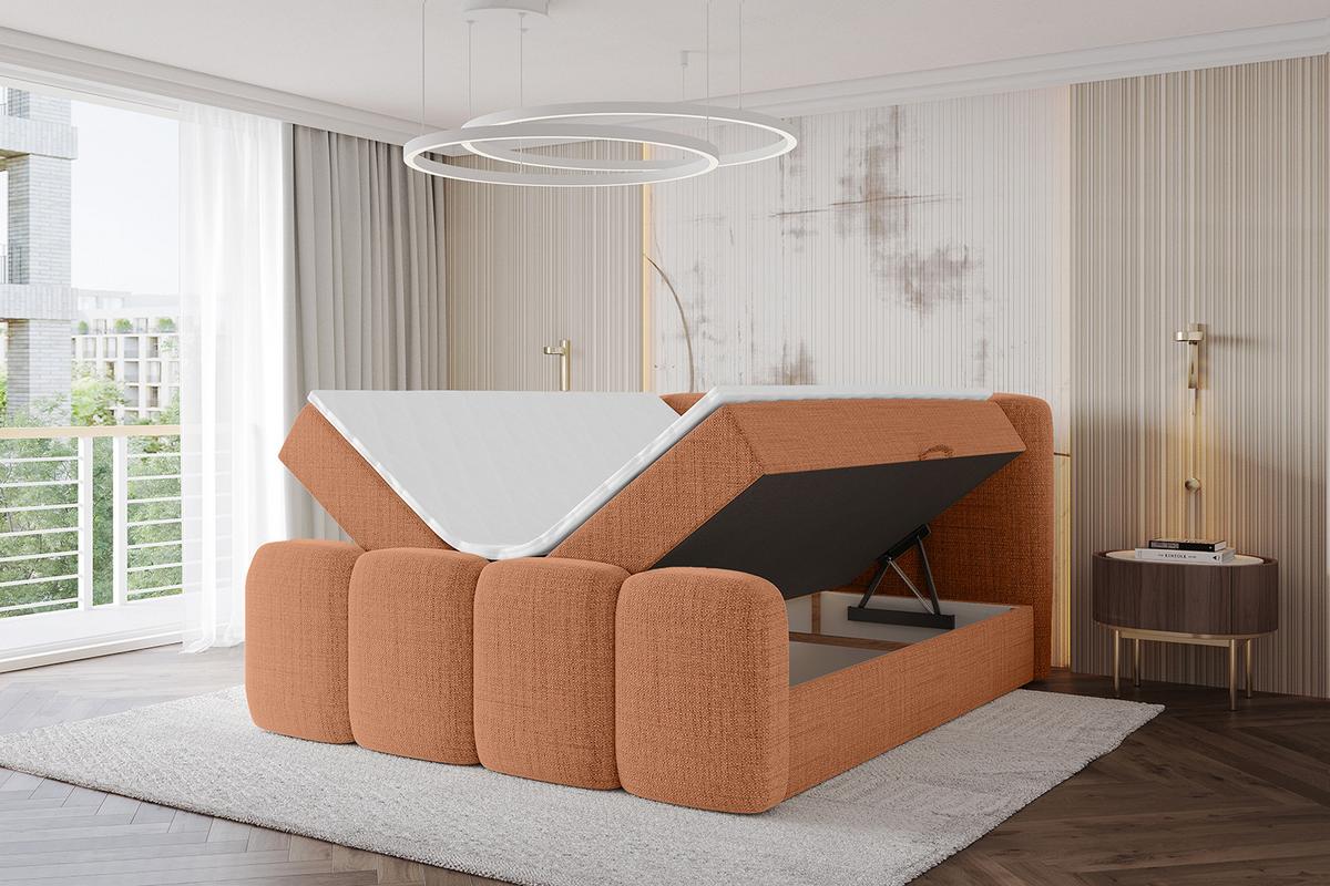 BOXBETT mit Matratze H4 und Lattenrost - NINA-Z - 180x200 cm Aragon - Apricot - Orange, Holzwerkstoff (180/200cm) - ALTDECOR