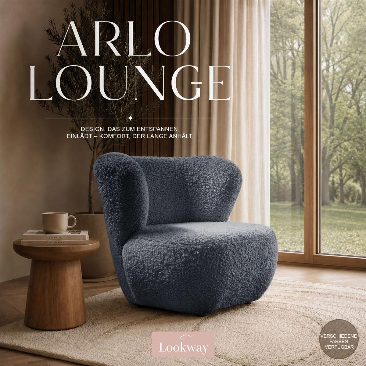 SESSEL ARLO LOUNGE Rolf 07 - Graphitfarben, Textil (85/74/58cm) - Lookway