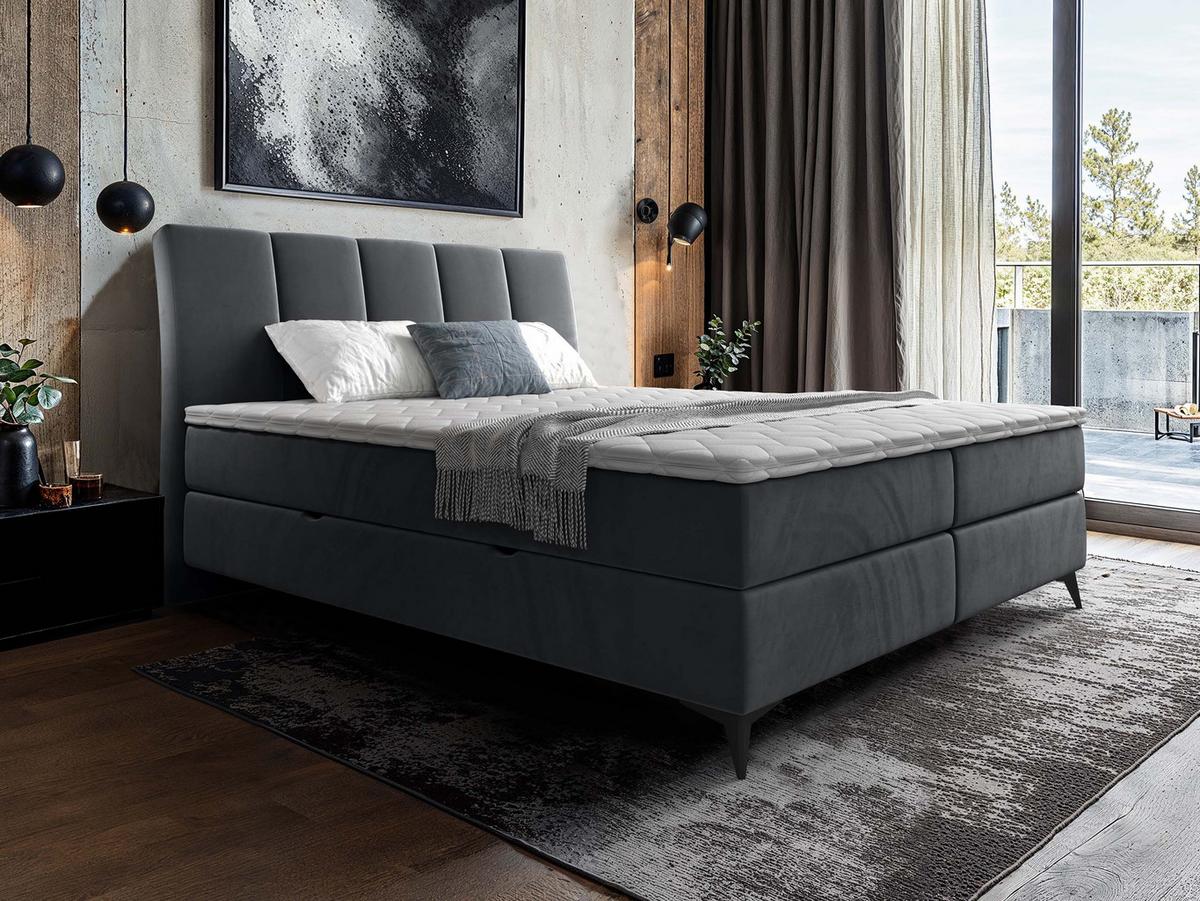 BOXBETT Forever - H3 - Schwarz/Grau, Holz/Textil (160/200cm) - MIRJAN24