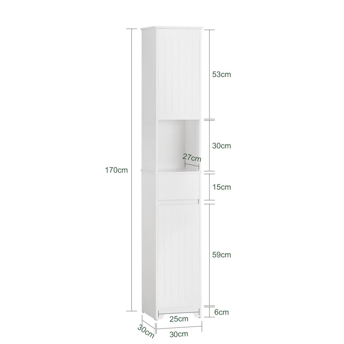 HOCHSCHRANK Weiß - Weiß, Holzwerkstoff (30/170/30cm) - SoBuy