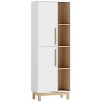 BÜCHERREGAL mit 2 Türen Standregal mit 4 Offenen Ebenen Verstellbaren Ablagen - Multicolor/Weiß, Holzwerkstoff (35/176/62.5cm) - HOMCOM
