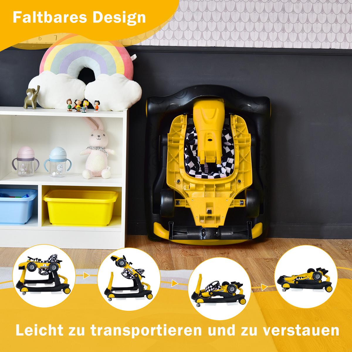 LAUFLERNWAGEN Klappbar Gelb - Gelb, Kunststoff (76/56/64cm) - COSTWAY