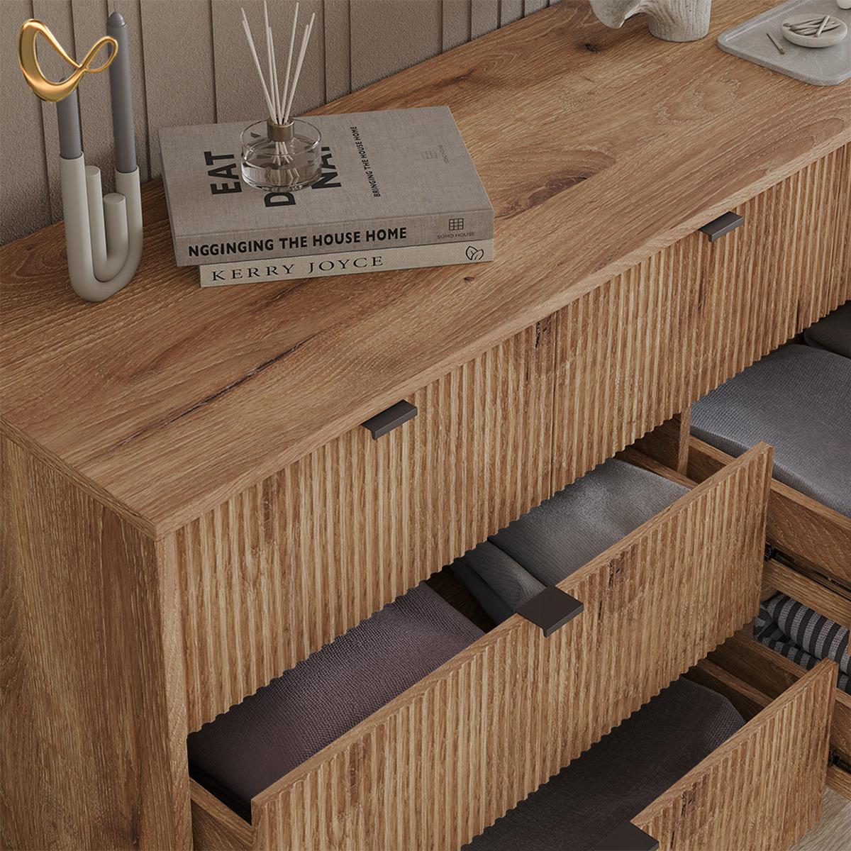 SIDEBOARD Aterno Viking Oak 42 x 81 cm mit 7 Schubladen - Eichefarben, Holzwerkstoff (42/81/140cm) - Livinity®