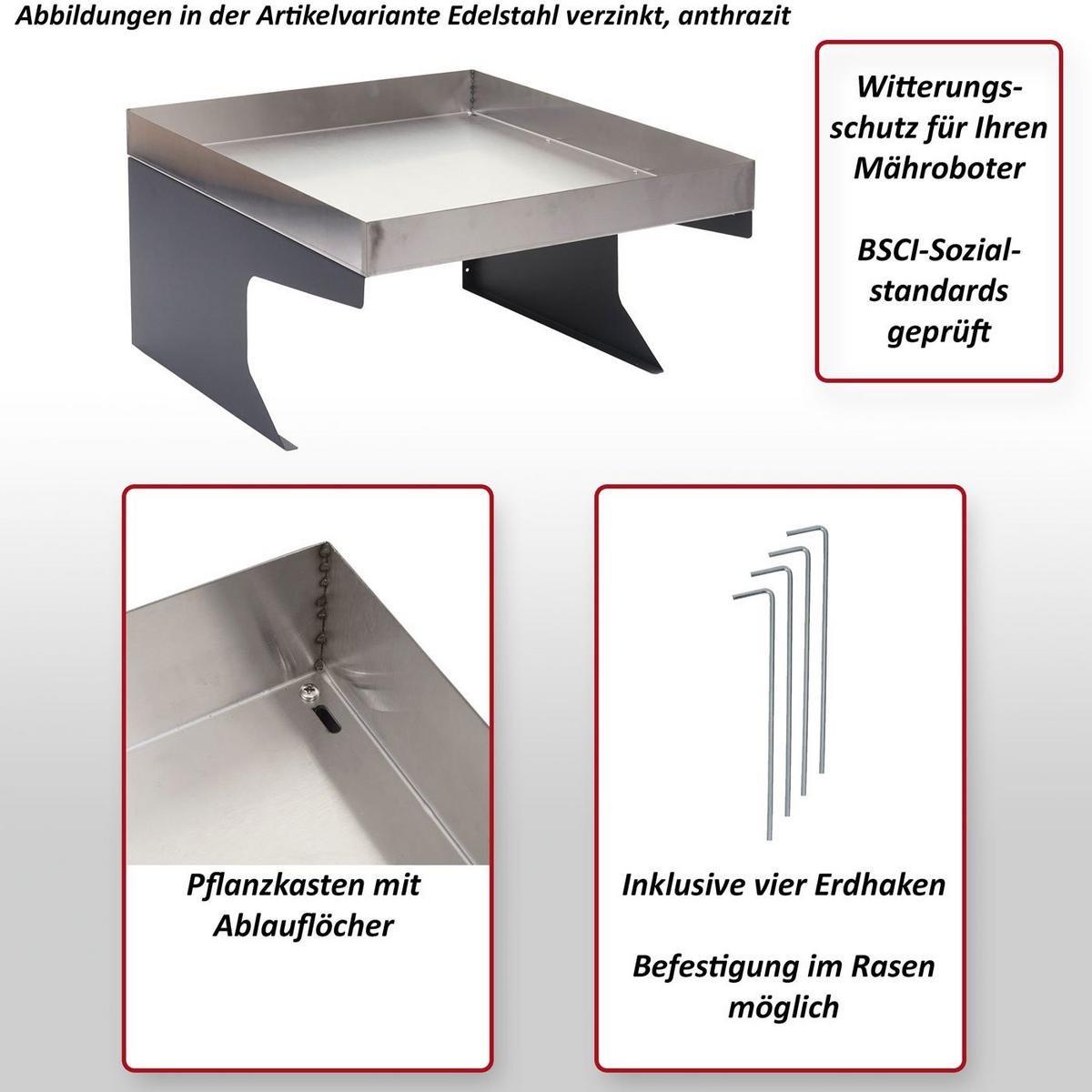 MÄHROBOTER-GARAGE Anthrazit, Silber - Anthrazit/Silberfarben, Metall (60/37/70cm) - MCW
