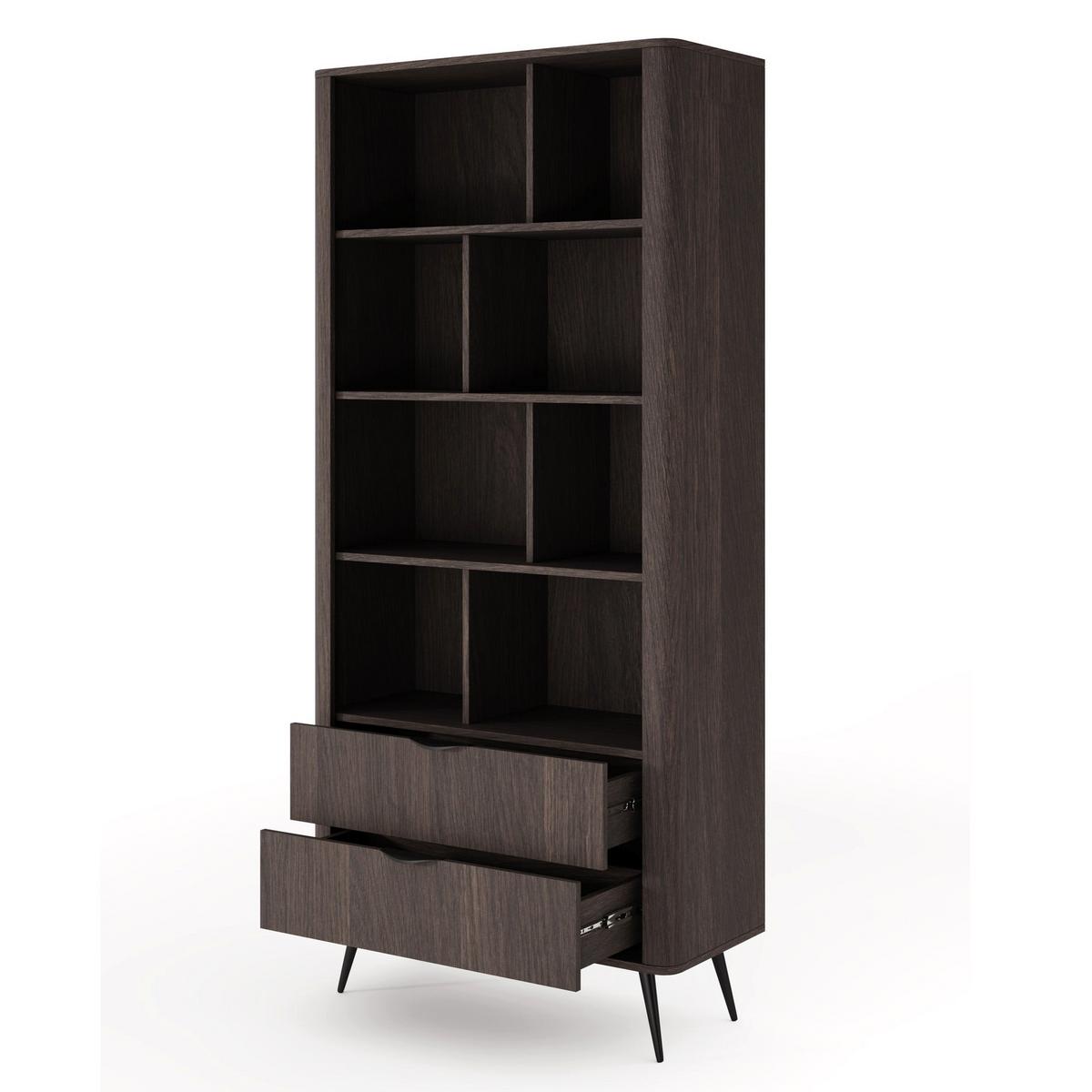 STANDREGAL VERIS Dunin-Eiche, 88 cm - Dunkelbraun/Schwarz, Holzwerkstoff (88.2/193.8/38cm) - Selsey