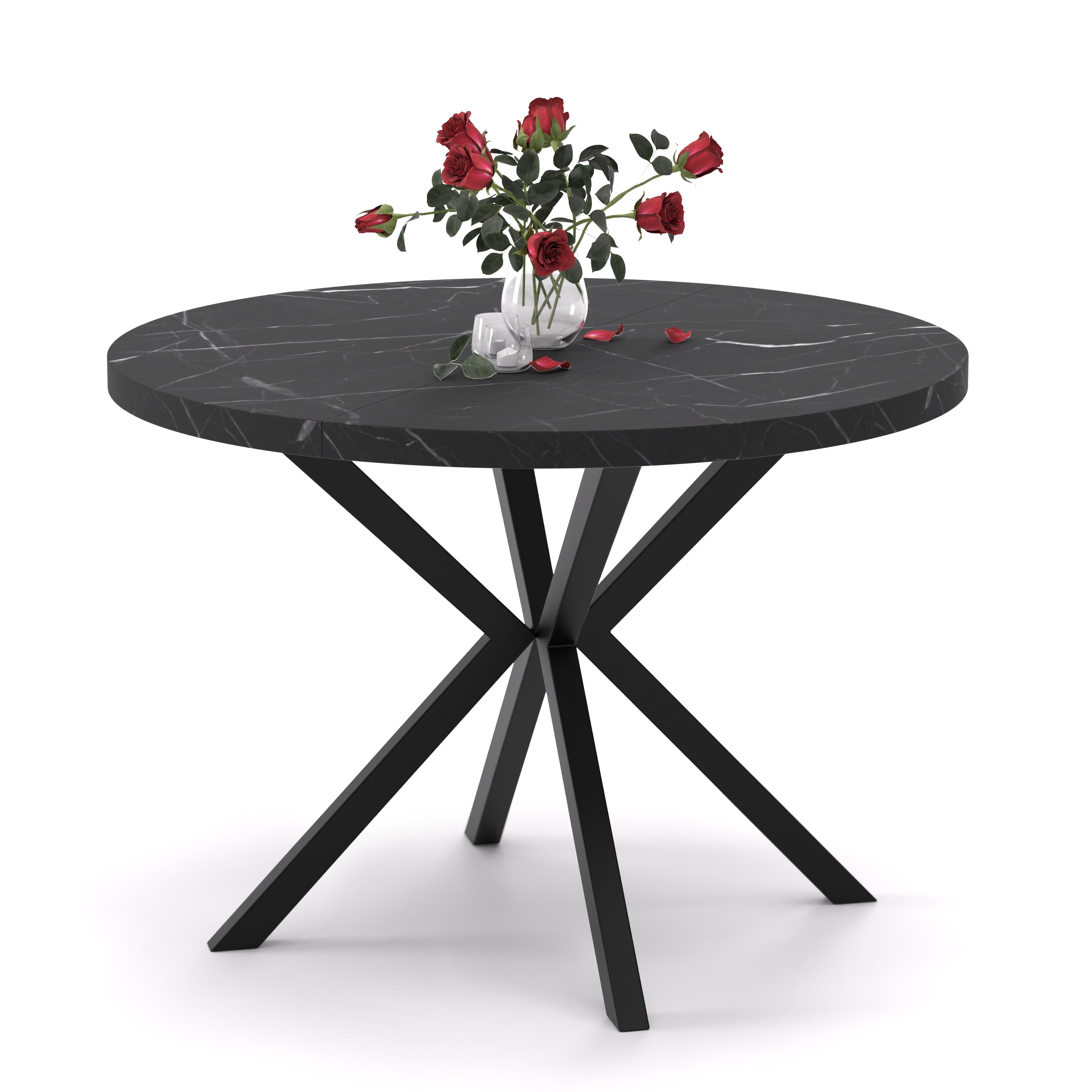 AUSZIEHTISCH MILTON 120-196/76 cm mit Metallgestell, Schwarz / Grigia Pietra - Schwarz/Grau, Holzwerkstoff/Metall (120/120/76cm) - Idohome