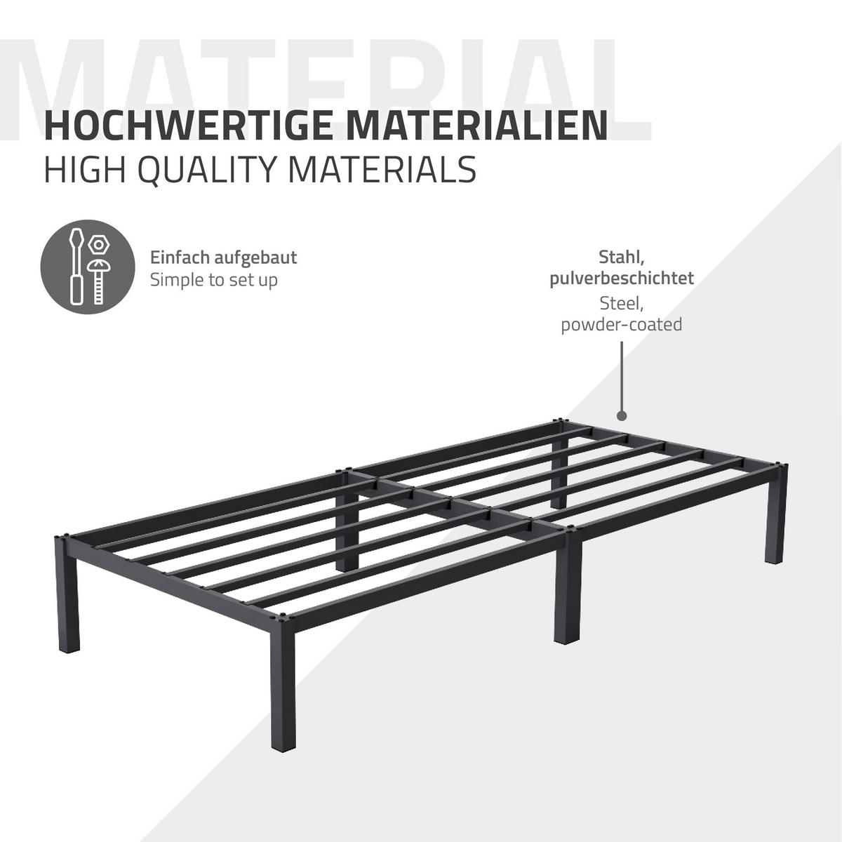 METALLBETT 90x200 cm mit Lattenrost Anthrazit auf Stahlrahmen - Anthrazit, Metall (90/200cm) - ML-DESIGN