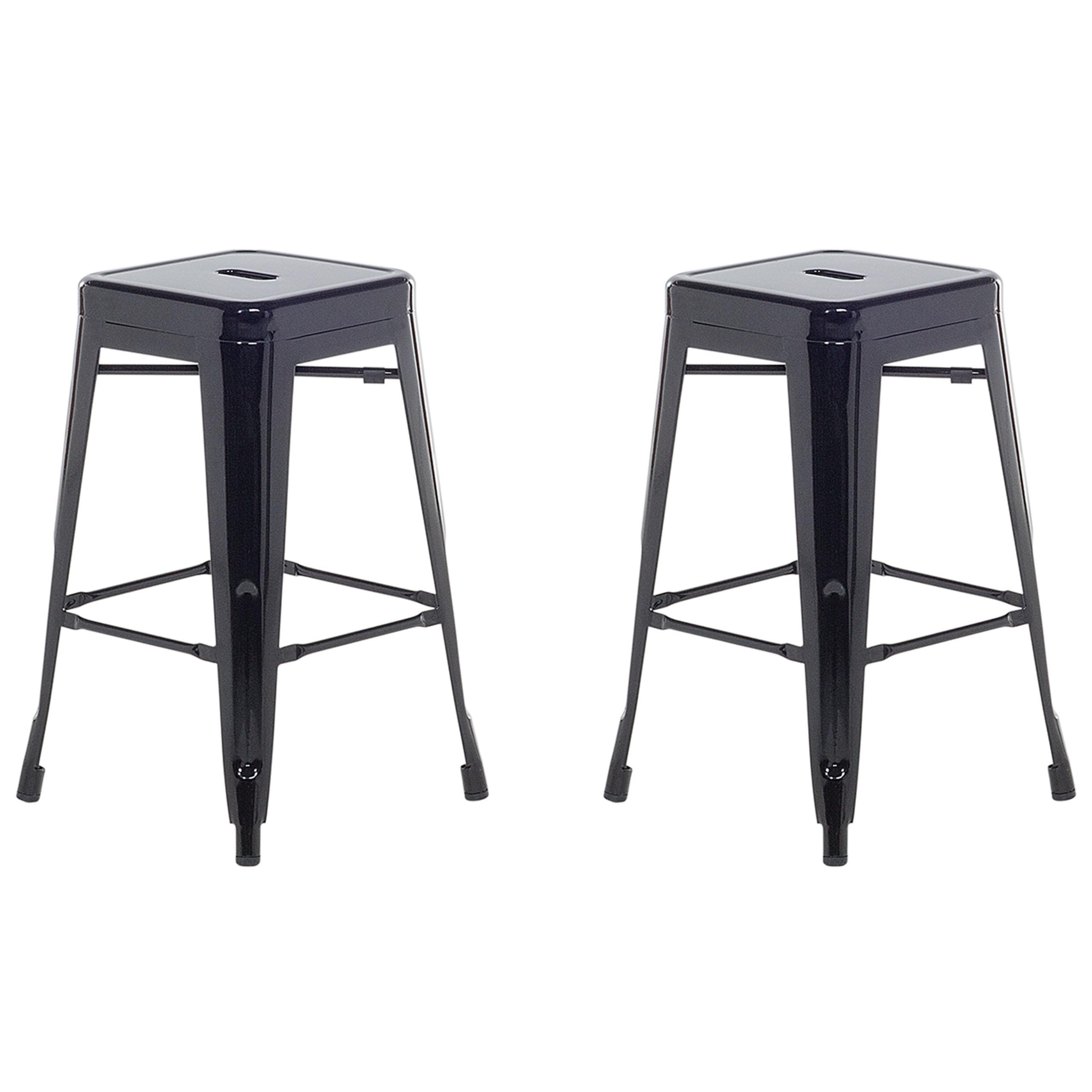 HOCKER 2er-Set Metall Schwarz Cabrillo - Schwarz, Metall (42/60/42cm) - Beliani