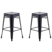 HOCKER 2er-Set Metall Schwarz Cabrillo - Schwarz, Metall (42/60/42cm) - Beliani