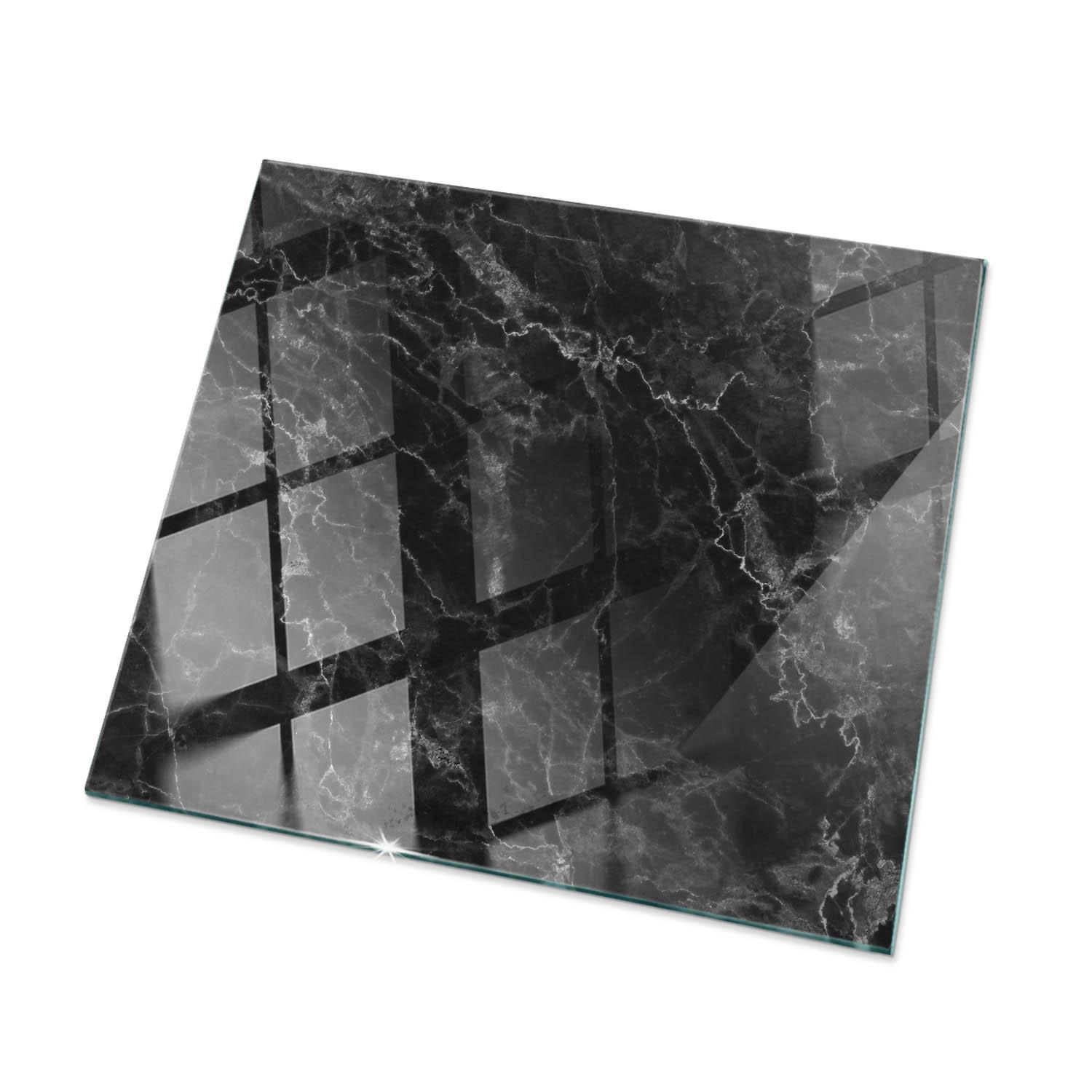 TISCHPLATTE 50x50 cm Marmormuster mit Adern - Schwarz, Glas (0.4/50/50cm) - TULUP