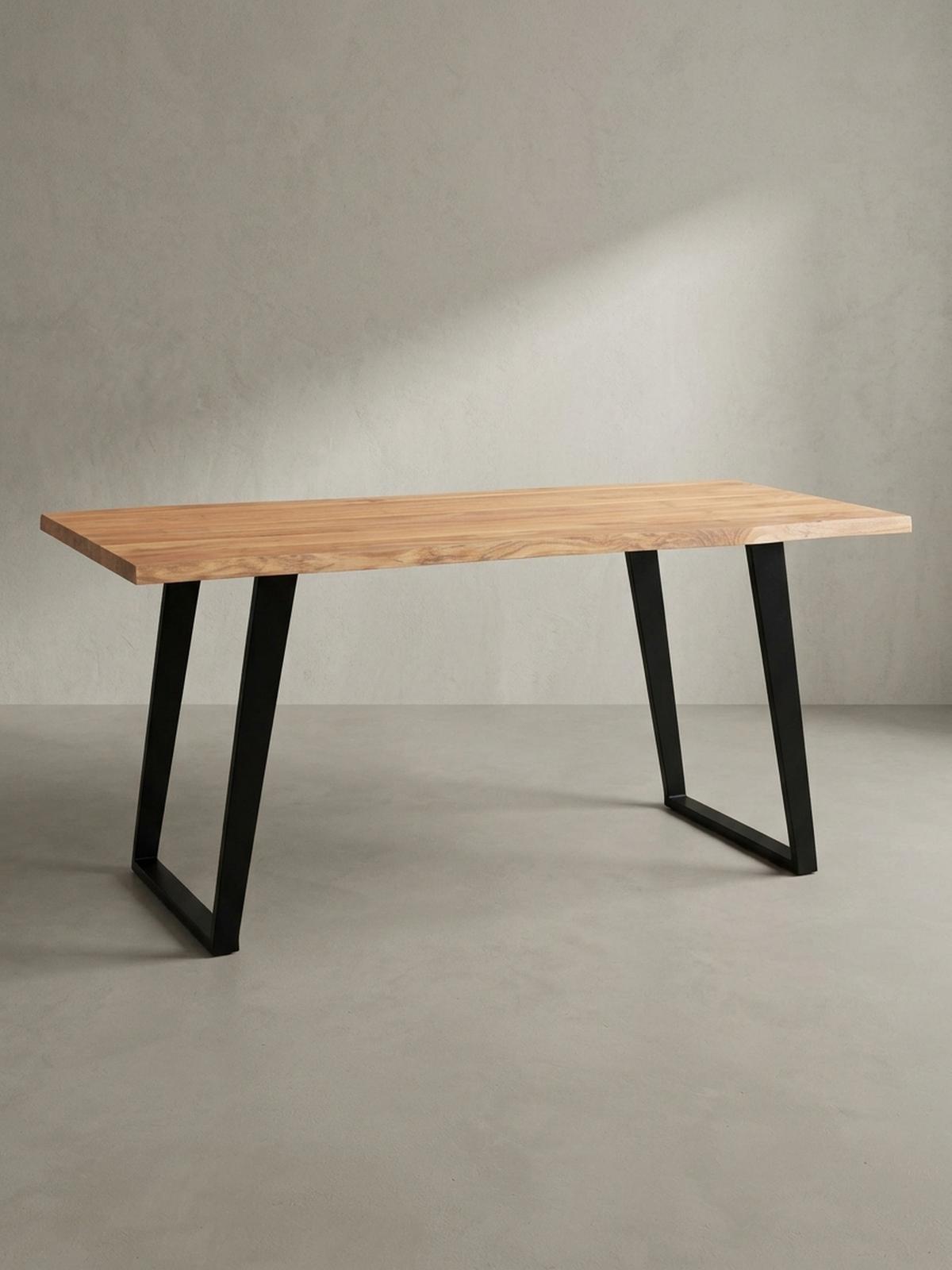 SCHREIBTISCH Massivholz Baumkante U-Gestell Handarbeit ATOLL, Goldbraun-Schwarz 120x60x76 cm - Schwarz/Braun, Holz/Metall (60/120/76cm) - KADIMA DESIGN