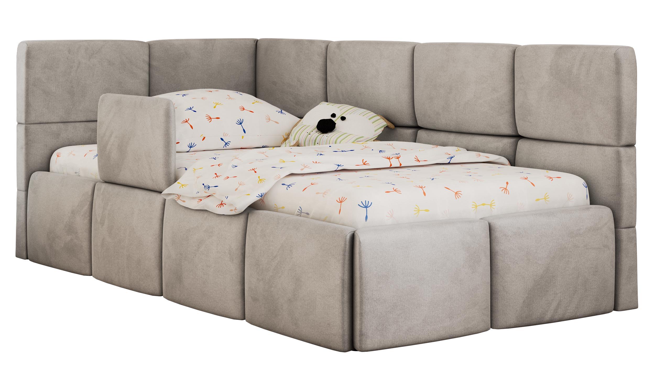 POLSTERBETT ARVO ALTA 90/200 - Hellgrau Velvet - Ohne Matratze - Links - Hellgrau, Textil (90/200cm) - MKS