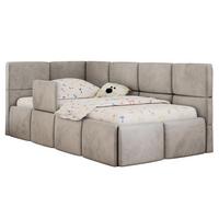 POLSTERBETT ARVO ALTA 90/200 - Hellgrau Velvet - Taschenfederkernmatratze - Links - Hellgrau, Textil (90/200cm) - MKS