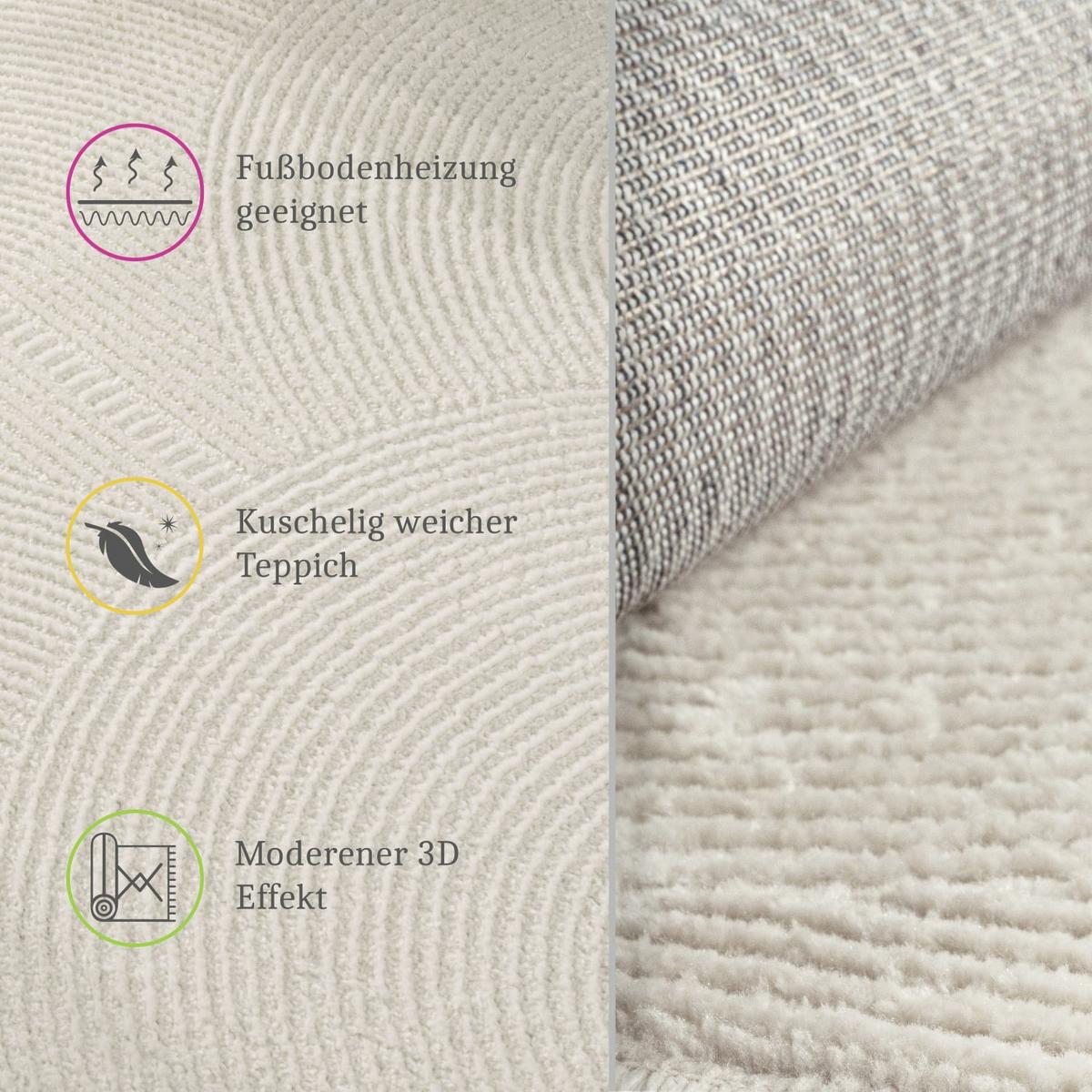 KURZFLORTEPPICH, abstrakt, Florhöhe 9 mm, Creme, 80 x 150 cm - Creme, Textil (150/80cm) - KADIMA DESIGN