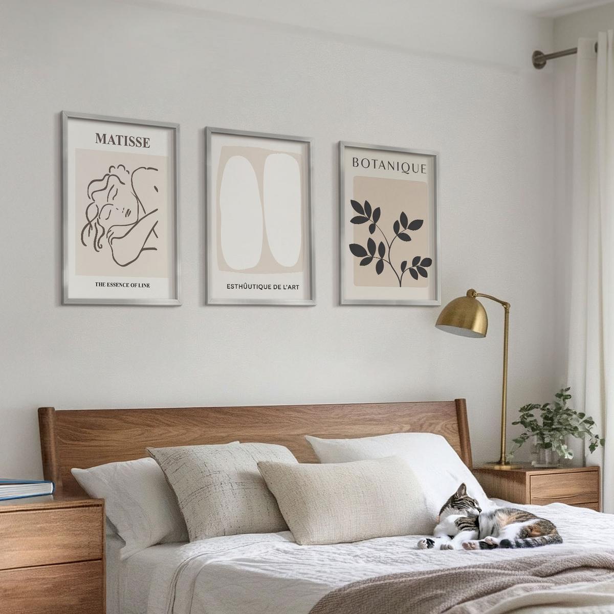 BILDER SET 3er Set - 40x60 cm Silberner Rahmen - Matisses stilvolle Pflanzenbilder - Silberfarben, Kunststoff (40/60cm) - TULUP
