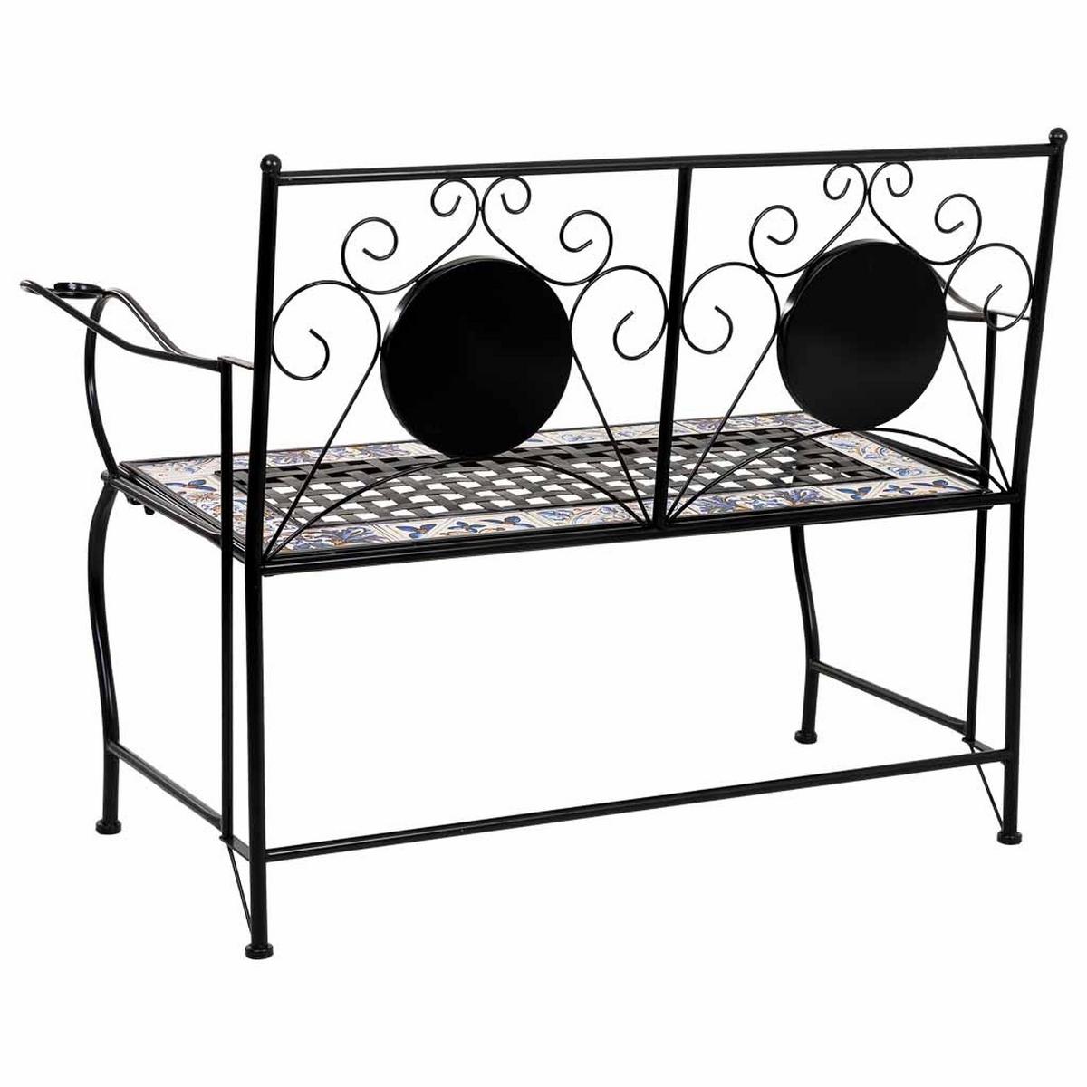 BANK, schwarz, 110x50x88cm - Schwarz, Metall (110/88/50cm) - Wanderlust