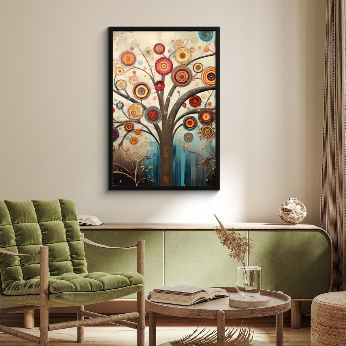 POSTER MIT RAHMENGERAHMTES BILD Baum - Baum des Lebens - Farbe 60x90 cm - Braun, Papier (60/90cm) - MuchoWow